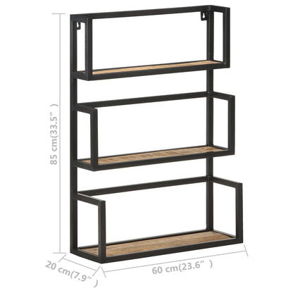 Scaffale a Muro 60x20x85 cm in Legno di Mango Grezzo | homemem39
