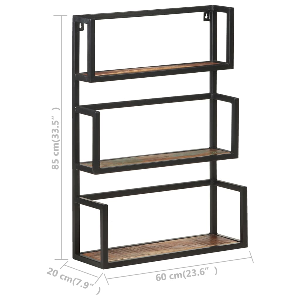Scaffale a Muro 60x20x85 cm in Legno Massello di Recupero | homemem39