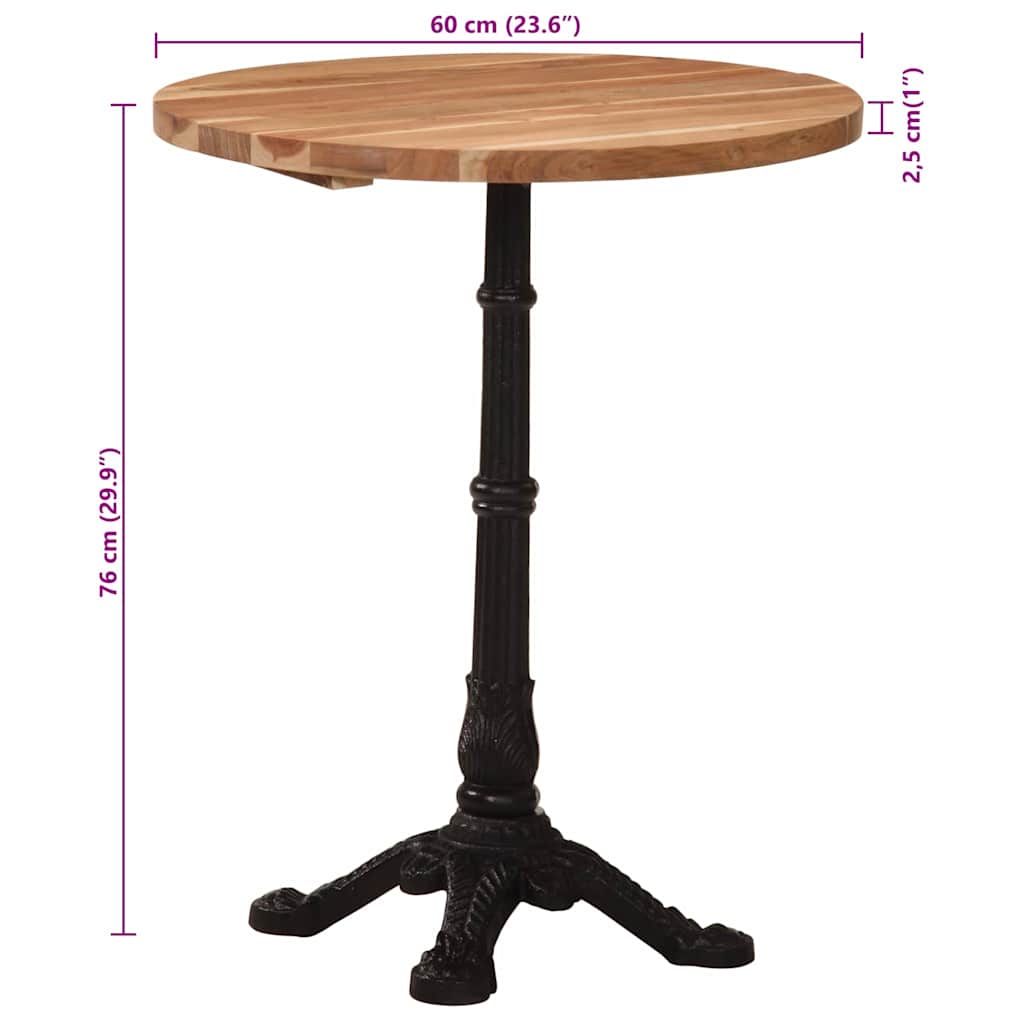 Tavolino da Bistrot Ø60x76 cm in Legno Massello di Acacia | homemem39