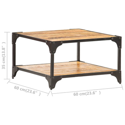Tavolino da Salotto 60x60x35 cm in Legno Massello di Mango