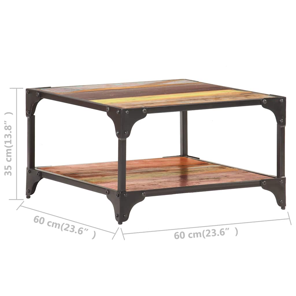 Tavolino da Salotto 60x60x35 cm in Legno Massello di Recupero