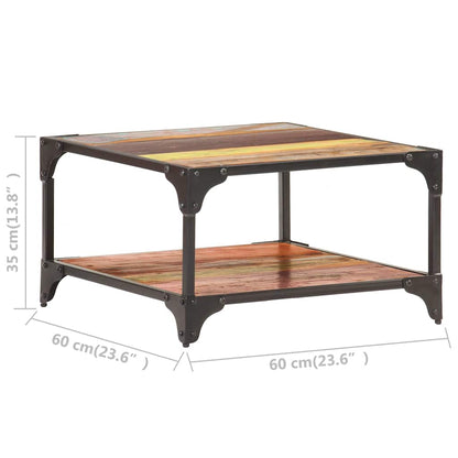 Tavolino da Salotto 60x60x35 cm in Legno Massello di Recupero