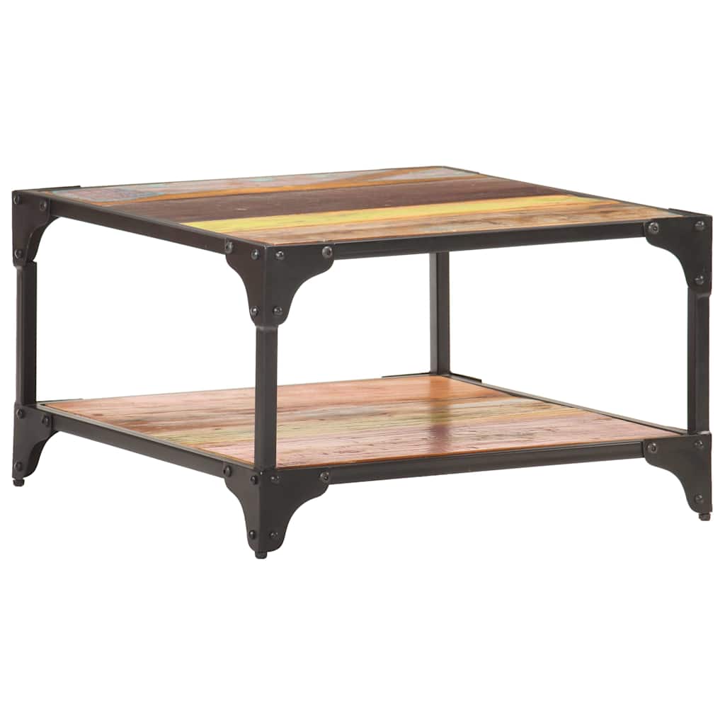 Tavolino da Salotto 60x60x35 cm in Legno Massello di Recupero