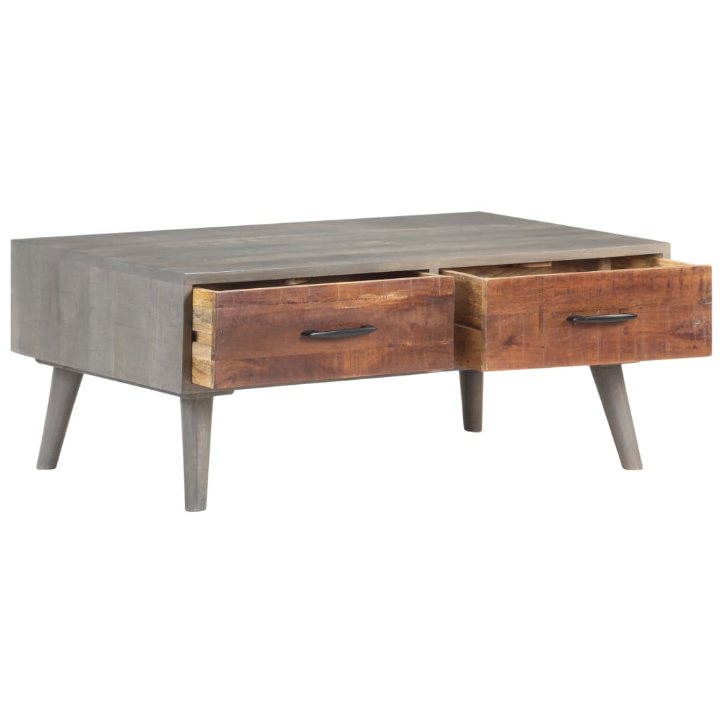 Tavolino Grigio 100x60x40 cm Legno Massello di Mango Grezzo | homemem39