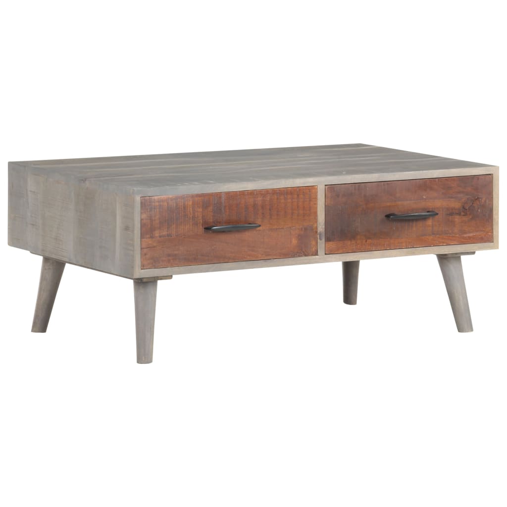 Tavolino Grigio 100x60x40 cm Legno Massello di Mango Grezzo | homemem39