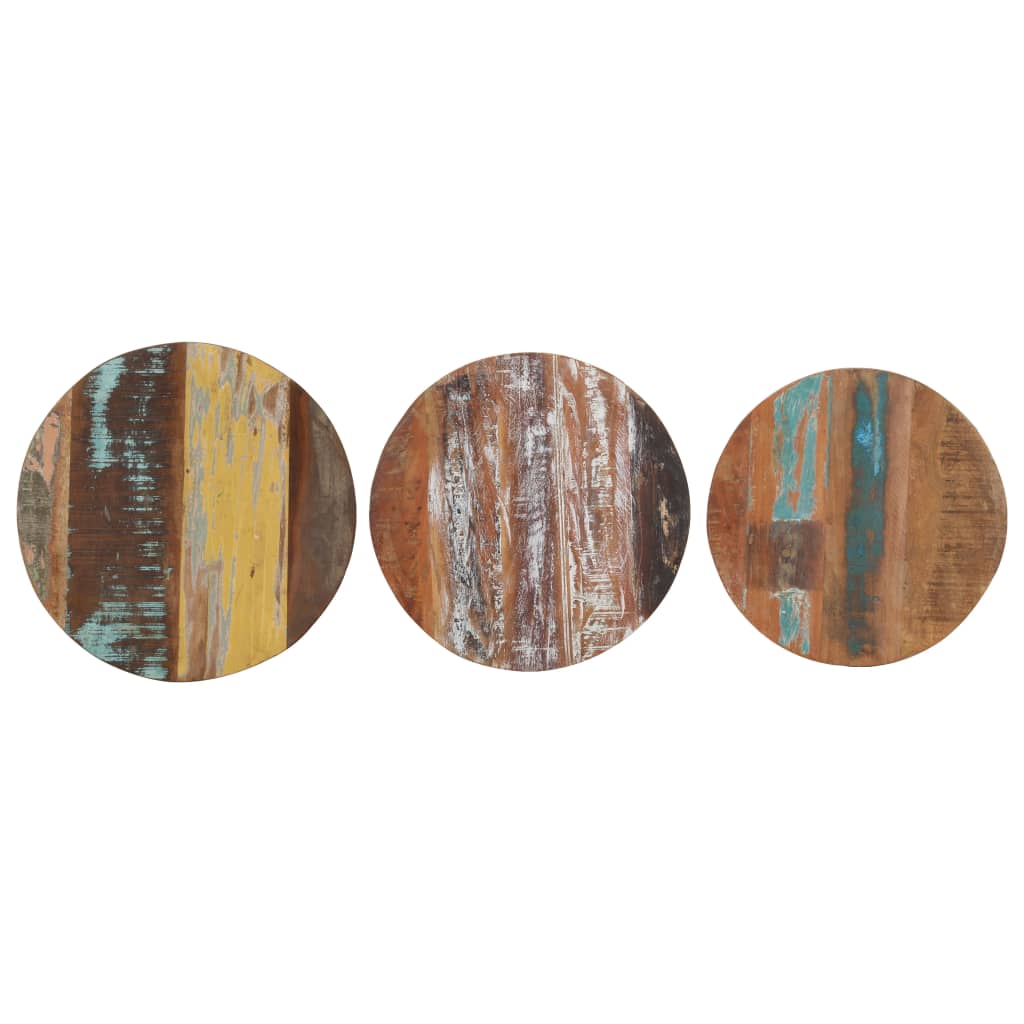 Tavolini Laterali 3 pz in Legno Massello di Recupero - homemem39