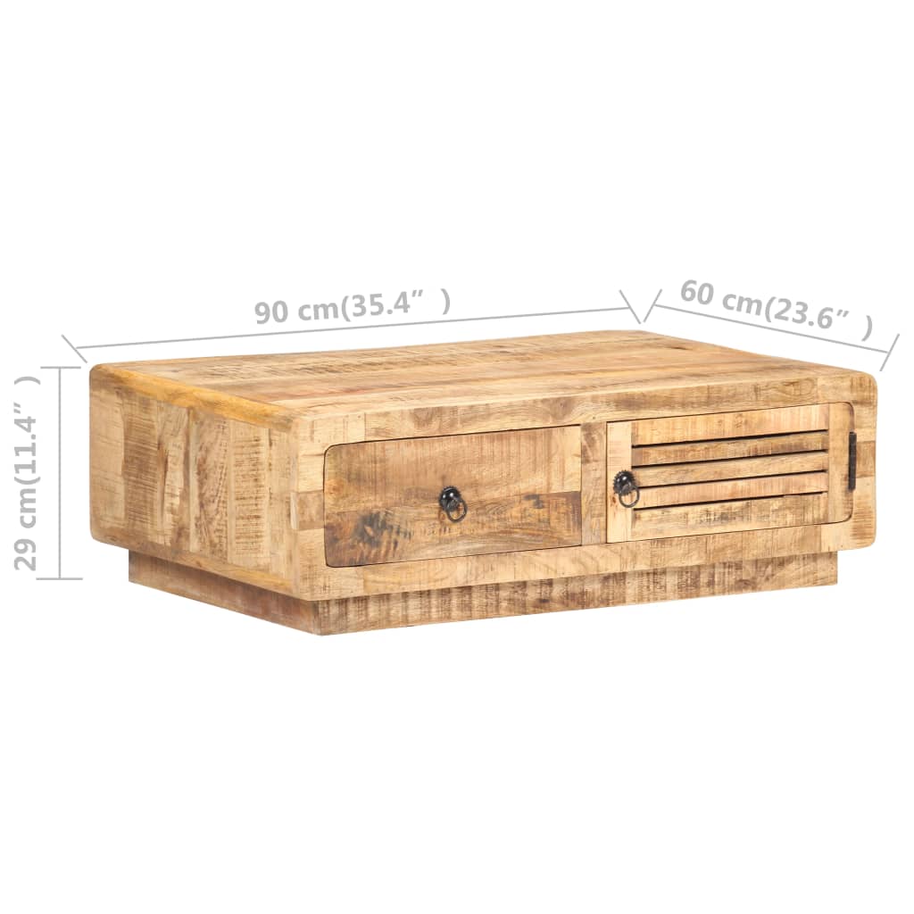 Tavolino da Salotto 90x60x29 cm in Legno di Mango Grezzo | homemem39