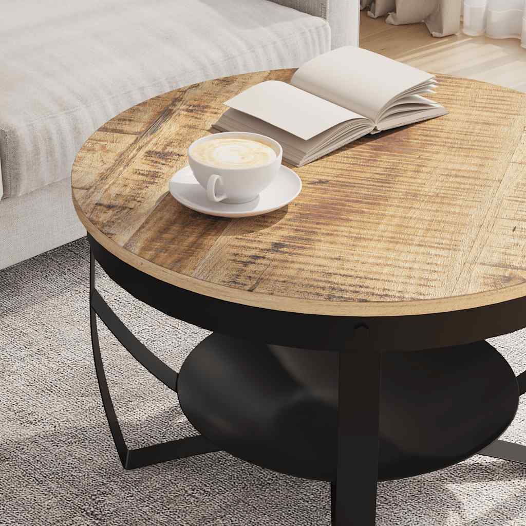 Tavolino da Salotto Ø68x43cm in Legno di Mango Grezzo | homemem39