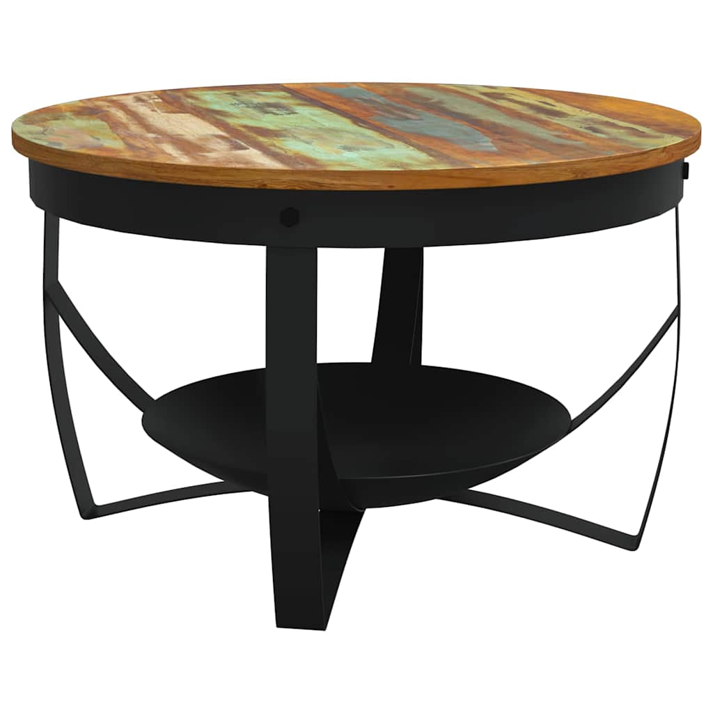 Tavolino da Salotto Ø68x43 cm in Legno Massello di Recupero | homemem39