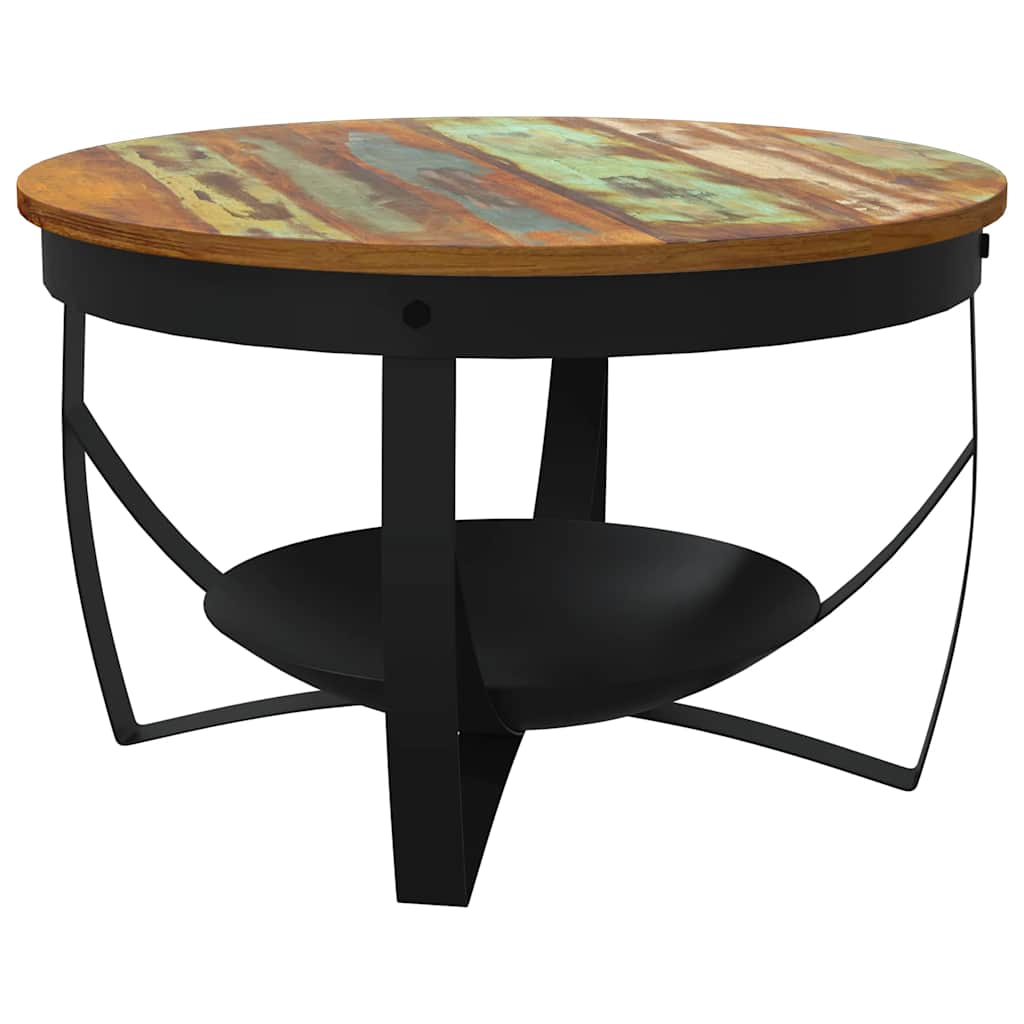 Tavolino da Salotto Ø68x43 cm in Legno Massello di Recupero | homemem39