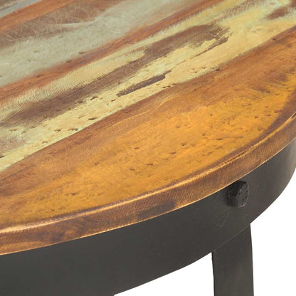 Tavolino da Salotto Ø68x43 cm in Legno Massello di Recupero | homemem39