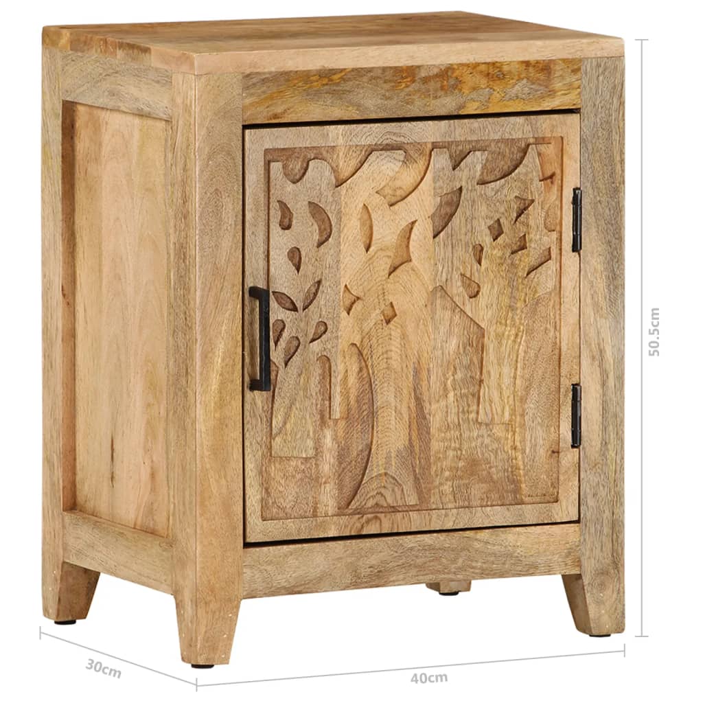 Comodino 40x30x50 cm in Legno Massello di Mango - homemem39