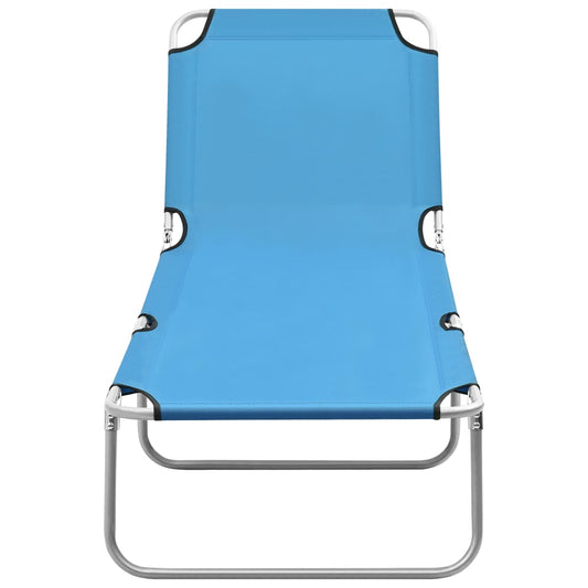 Lettino Prendisole Pieghevole in Acciaio e Tessuto Blu Turchese | homemem39