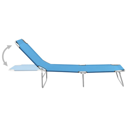 Lettino Prendisole Pieghevole in Acciaio e Tessuto Blu Turchese | homemem39