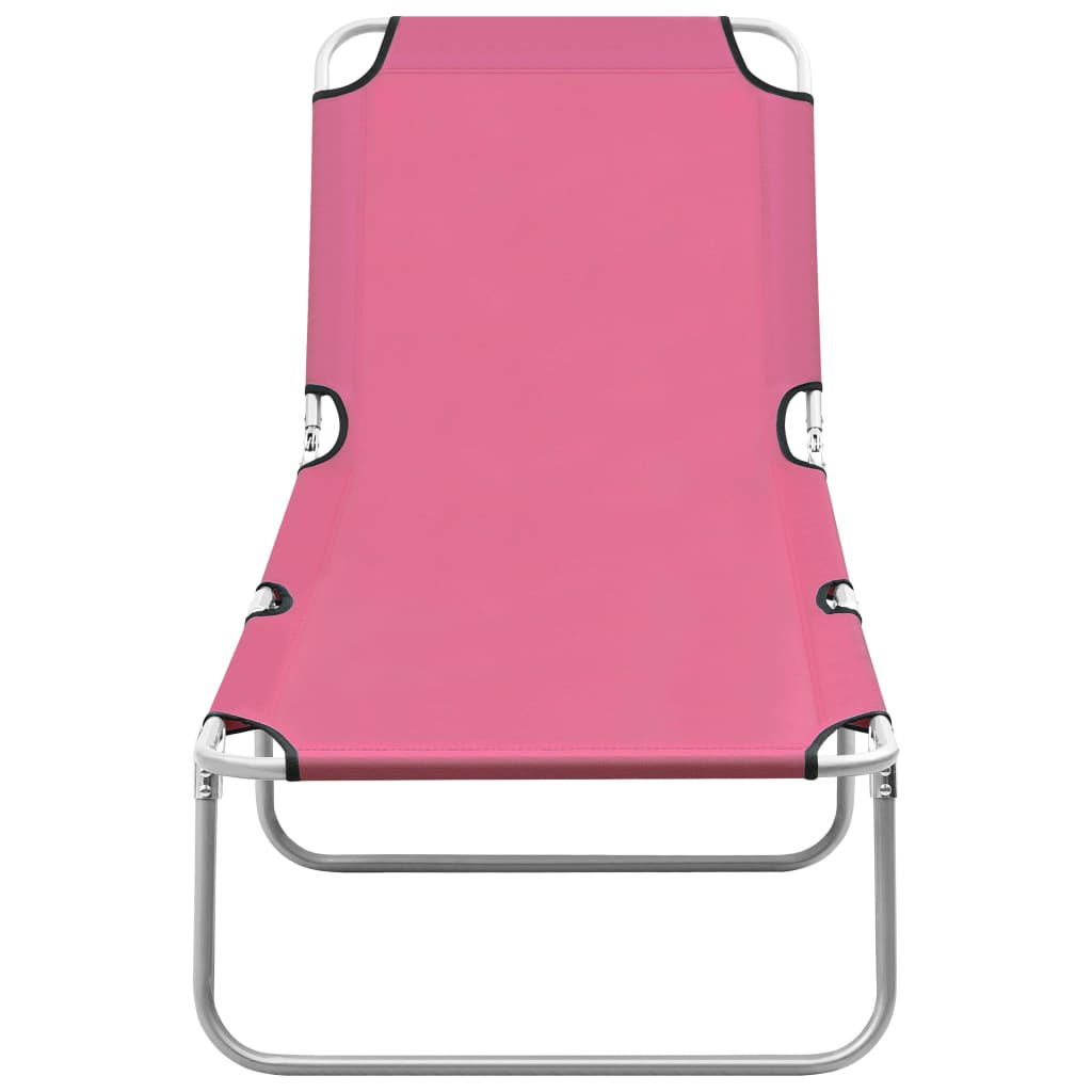 Lettino Prendisole Pieghevole in Acciaio e Tessuto Rosa | homemem39