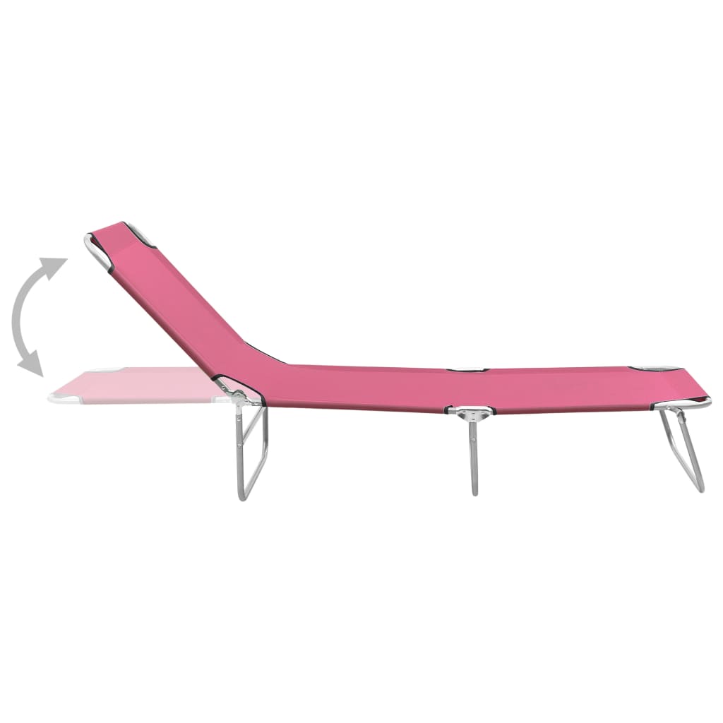 Lettino Prendisole Pieghevole in Acciaio e Tessuto Rosa | homemem39