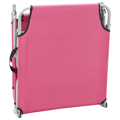 Lettino Prendisole Pieghevole in Acciaio e Tessuto Rosa | homemem39