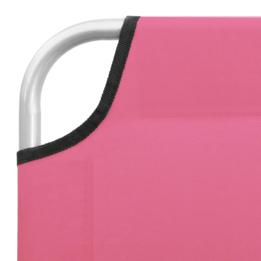 Lettino Prendisole Pieghevole in Acciaio e Tessuto Rosa | homemem39