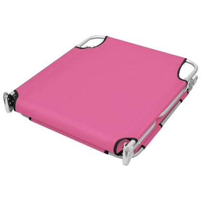 Folding Sun Lounger with Magenta Steel Headrest