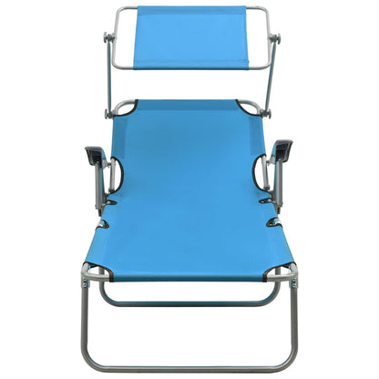 Lettino Prendisole con Baldacchino in Acciaio Blu | homemem39