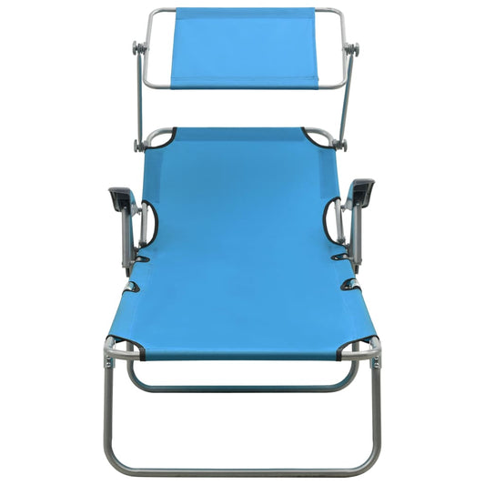 Lettino Prendisole con Baldacchino in Acciaio Blu | homemem39