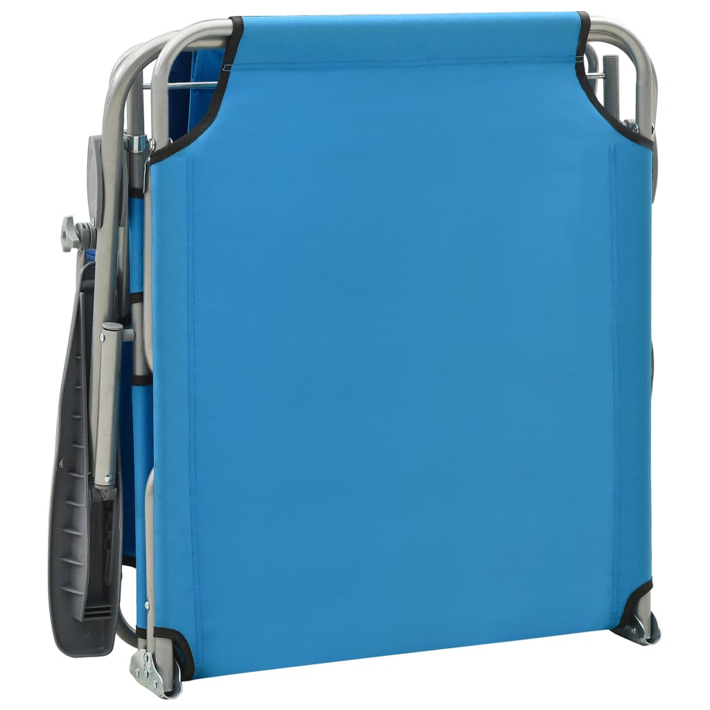 Lettino Prendisole con Baldacchino in Acciaio Blu | homemem39