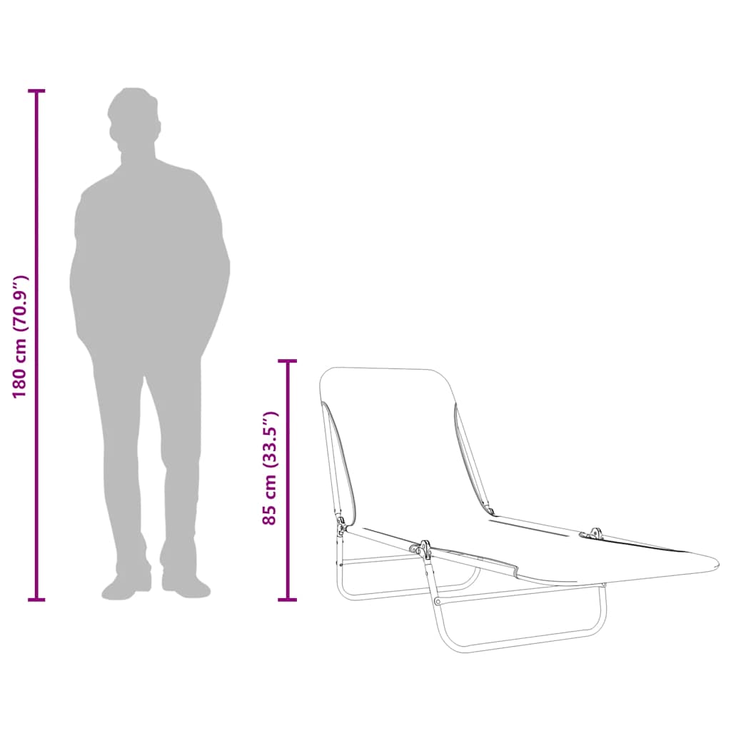 Lettini Prendisole Pieghevoli 2 pz Acciaio e Tessuto con Foglie - homemem39