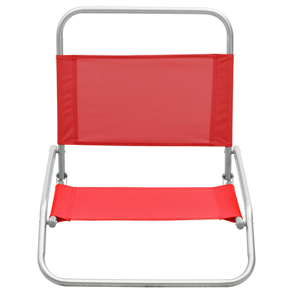 Sedie da Spiaggia Pieghevoli 2 pz in Tessuto Rosso