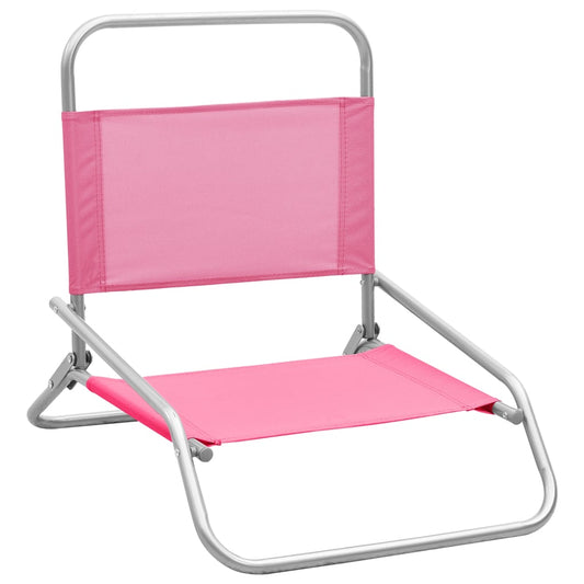 Sedie da Spiaggia Pieghevoli 2 pz Rosa in Tessuto | homemem39