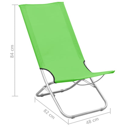 Folding Beach Chairs 2 pcs Green in Fabric