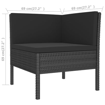 Set Divani da Giardino 3 pz con Cuscini in Polyrattan Nero | homemem39