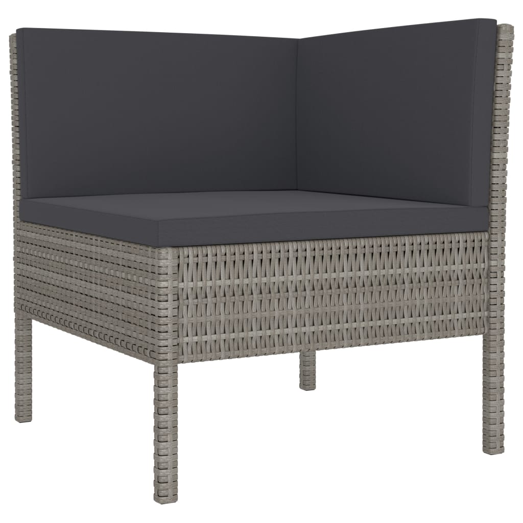 Set Divani da Giardino 3 pz con Cuscini in Polyrattan Grigio | homemem39