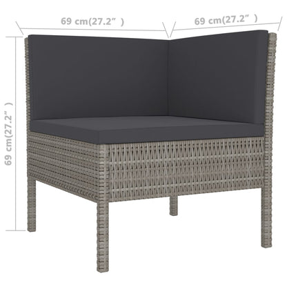 Set Divani da Giardino 3 pz con Cuscini in Polyrattan Grigio | homemem39