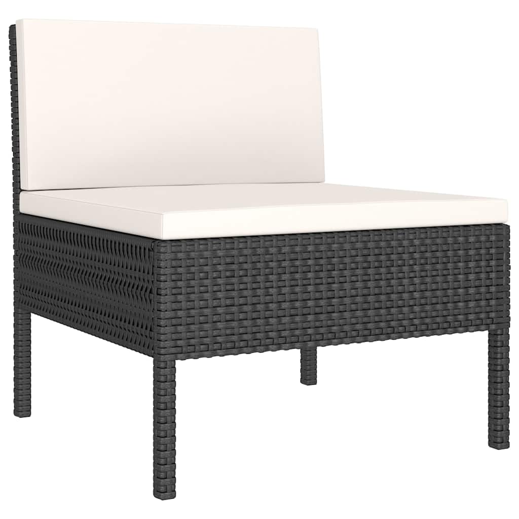 Sedie da Giardino 3 pz con Cuscini in Polyrattan Nere | homemem39
