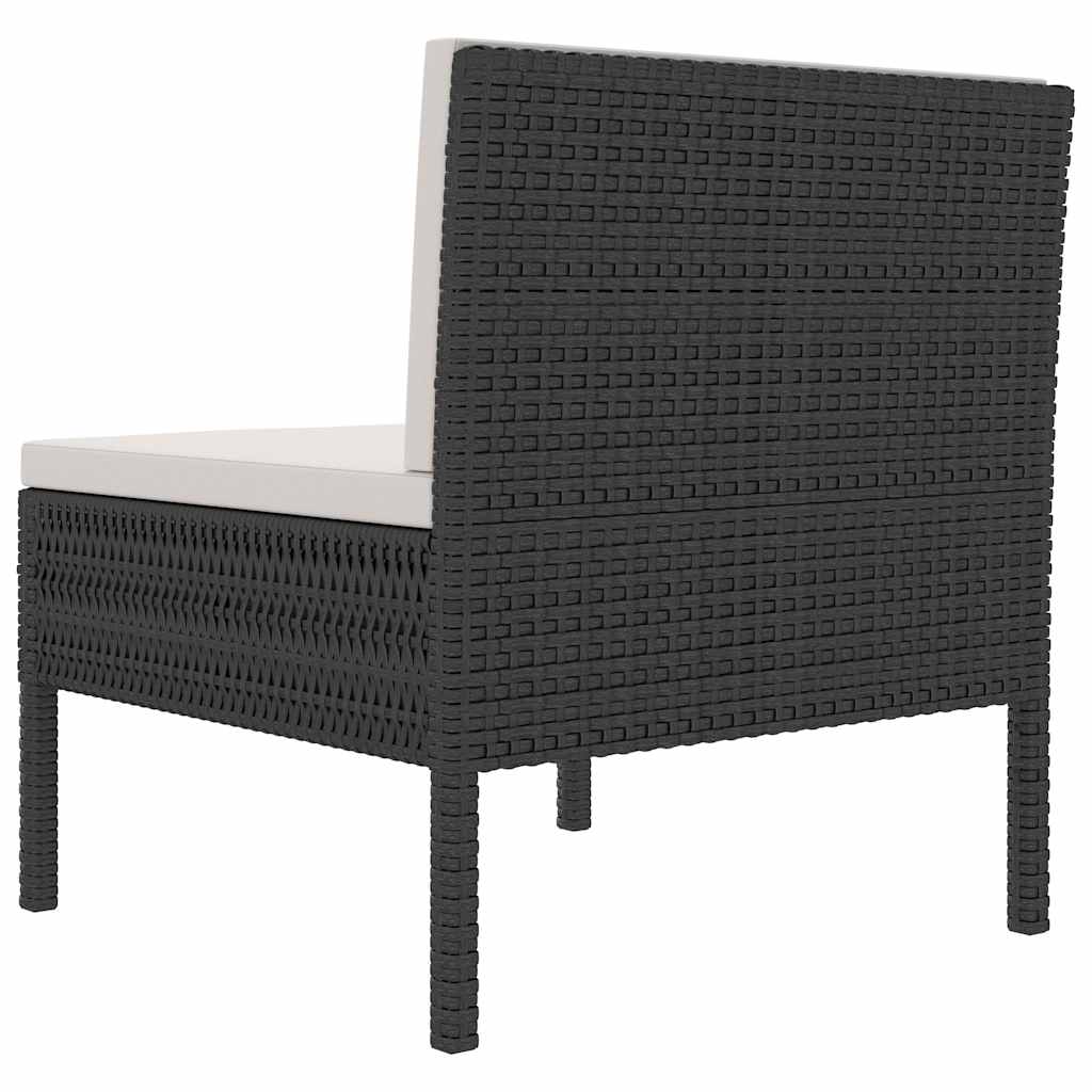 Sedie da Giardino 3 pz con Cuscini in Polyrattan Nere | homemem39