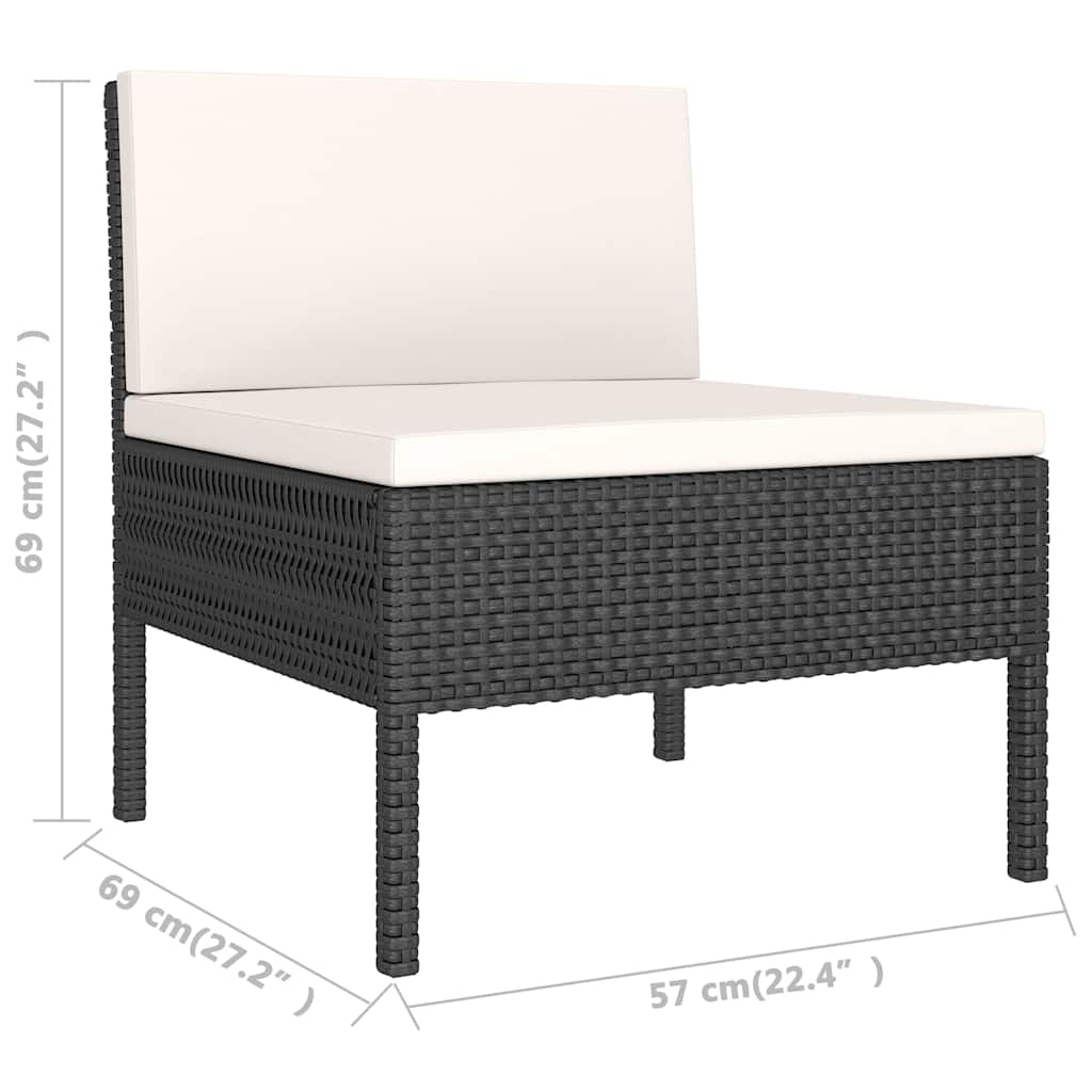 Sedie da Giardino 3 pz con Cuscini in Polyrattan Nere | homemem39