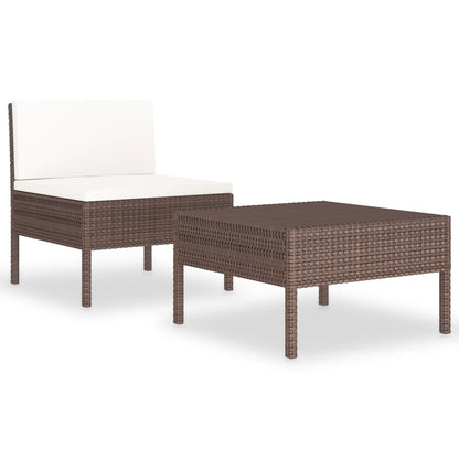 Set Divani da Giardino 2 pz con Cuscini in Polyrattan Marrone - homemem39