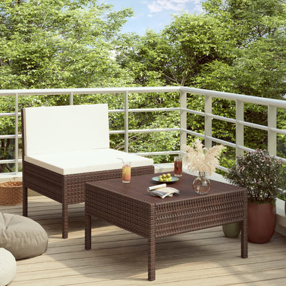 Set Divani da Giardino 2 pz con Cuscini in Polyrattan Marrone - homemem39
