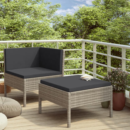 Set Divani da Giardino 2 pz con Cuscini in Polyrattan Grigio - homemem39