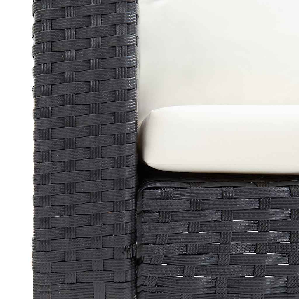 Divano da Giardino a 3 Posti con Cuscini in Polyrattan Nero - homemem39