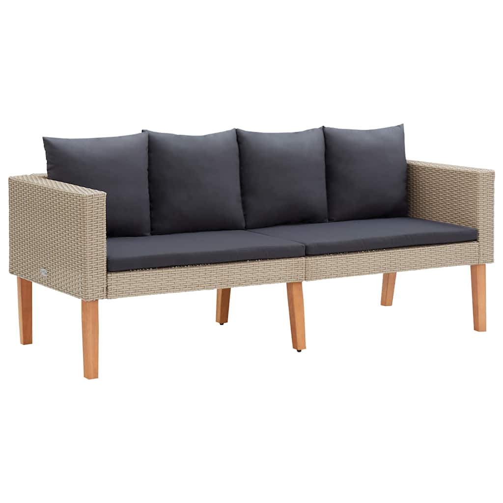 Divano da Giardino a 2 Posti con Cuscini in Polyrattan Beige | homemem39