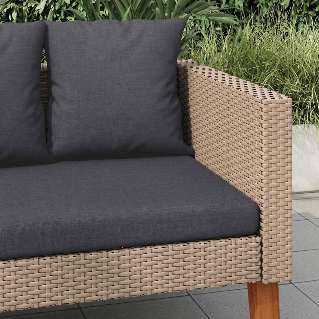 Divano da Giardino a 2 Posti con Cuscini in Polyrattan Beige | homemem39