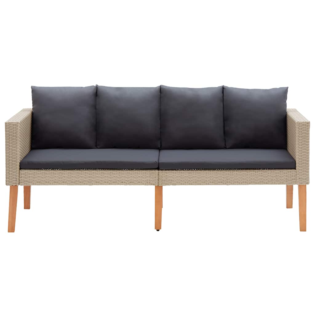 Divano da Giardino a 2 Posti con Cuscini in Polyrattan Beige | homemem39
