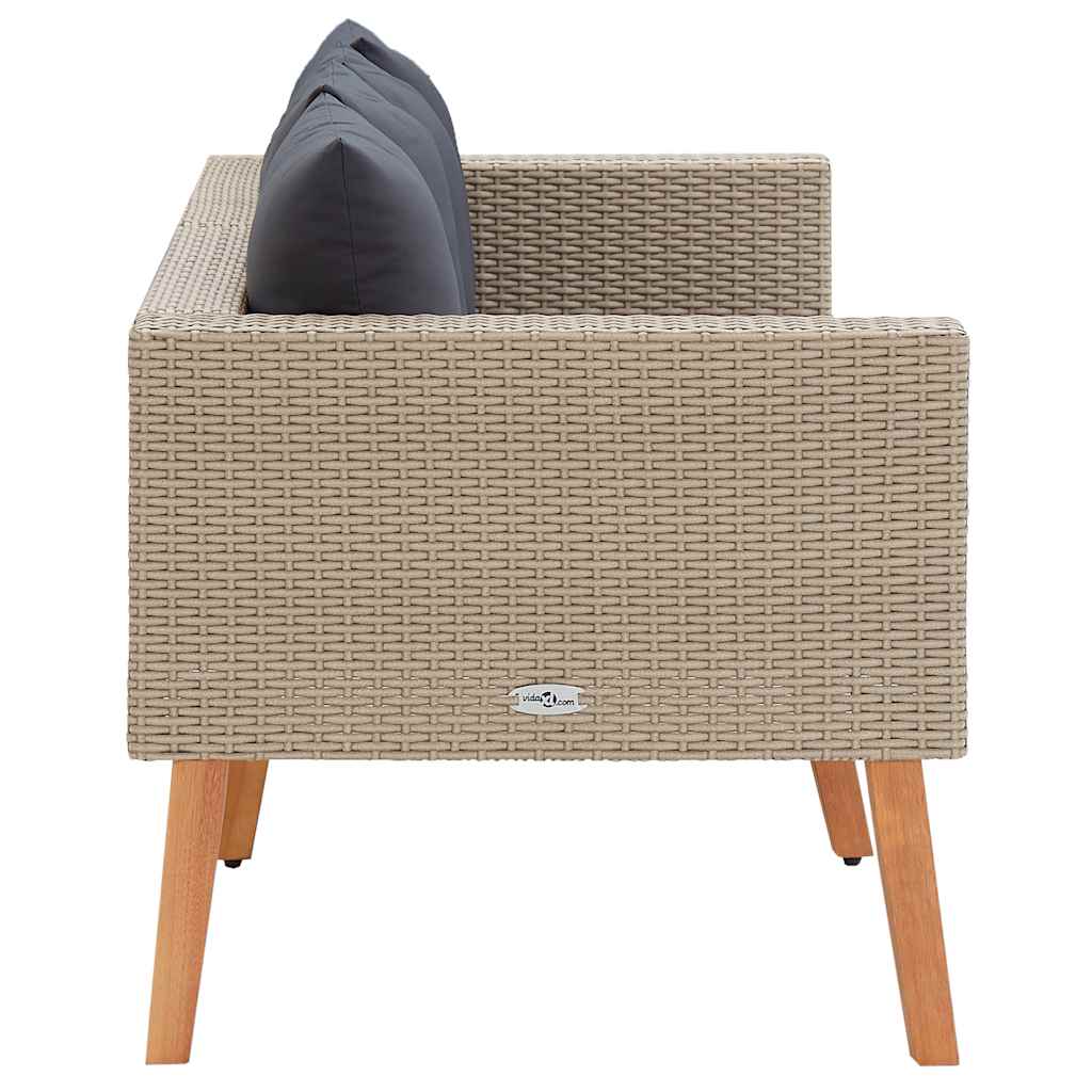 Divano da Giardino a 2 Posti con Cuscini in Polyrattan Beige | homemem39
