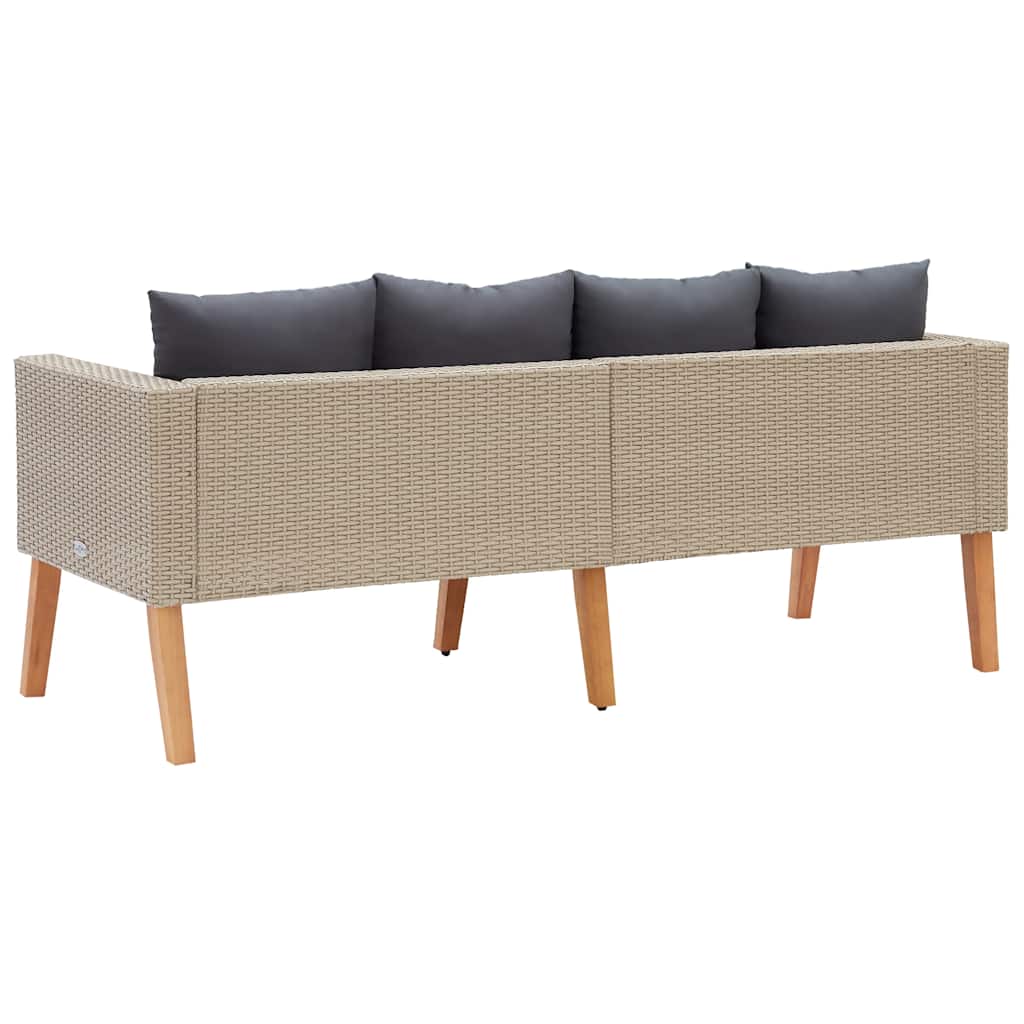Divano da Giardino a 2 Posti con Cuscini in Polyrattan Beige | homemem39