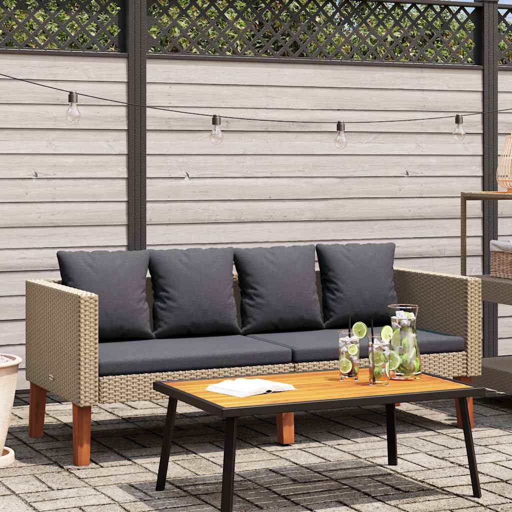 Divano da Giardino a 2 Posti con Cuscini in Polyrattan Beige | homemem39