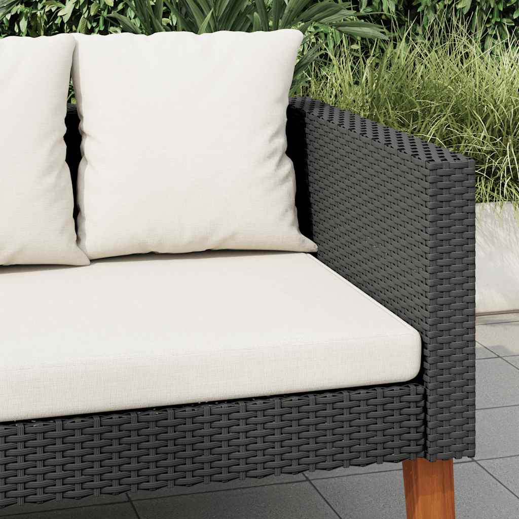 Divano da Giardino a 2 Posti con Cuscini in Polyrattan Nero | homemem39