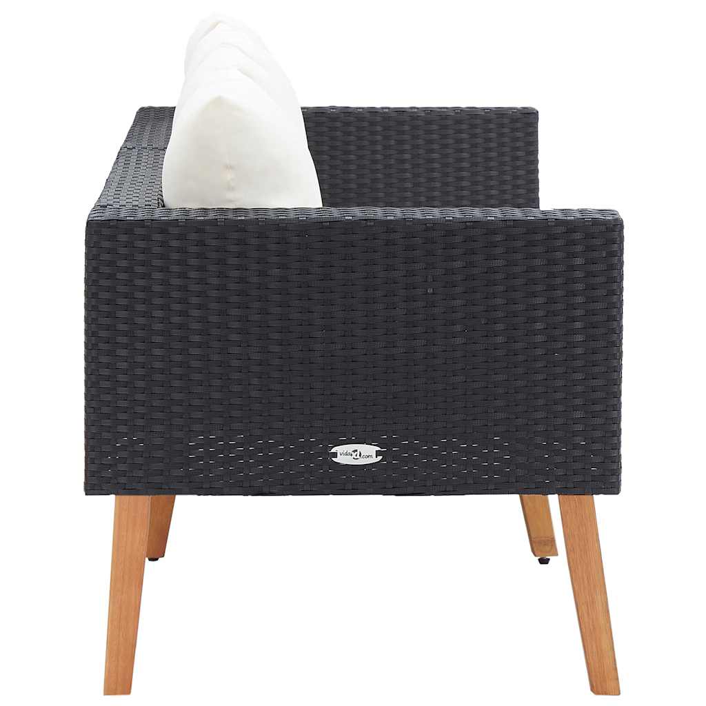 Divano da Giardino a 2 Posti con Cuscini in Polyrattan Nero | homemem39