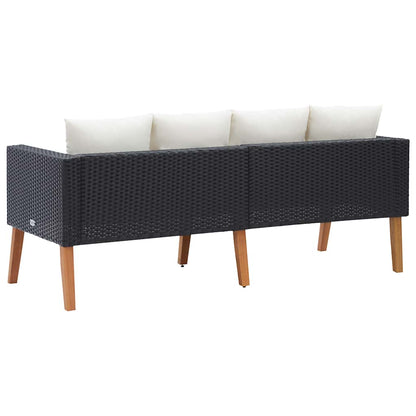 Divano da Giardino a 2 Posti con Cuscini in Polyrattan Nero | homemem39