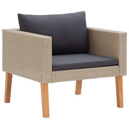 Set Divani da Giardino 3 pz con Cuscini in Polyrattan Beige | homemem39